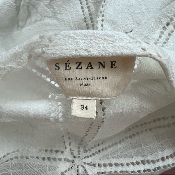 Sezane White Long Sleeve Eyelet Blouse - Picture 6 of 6